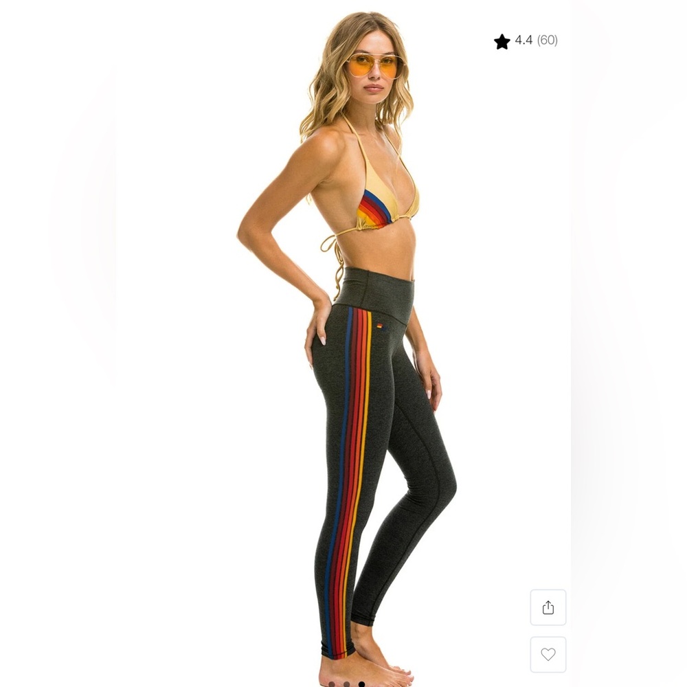 Aviator Nation Charcoal Leggings with Rainbow Stripes
